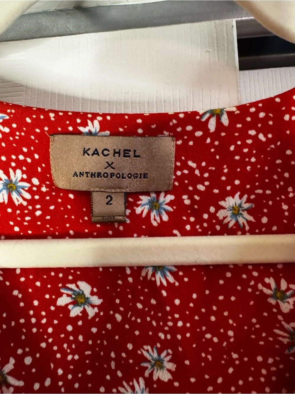 Kachel by Anthropologie Red and White Floral Midi Dress - Size 2